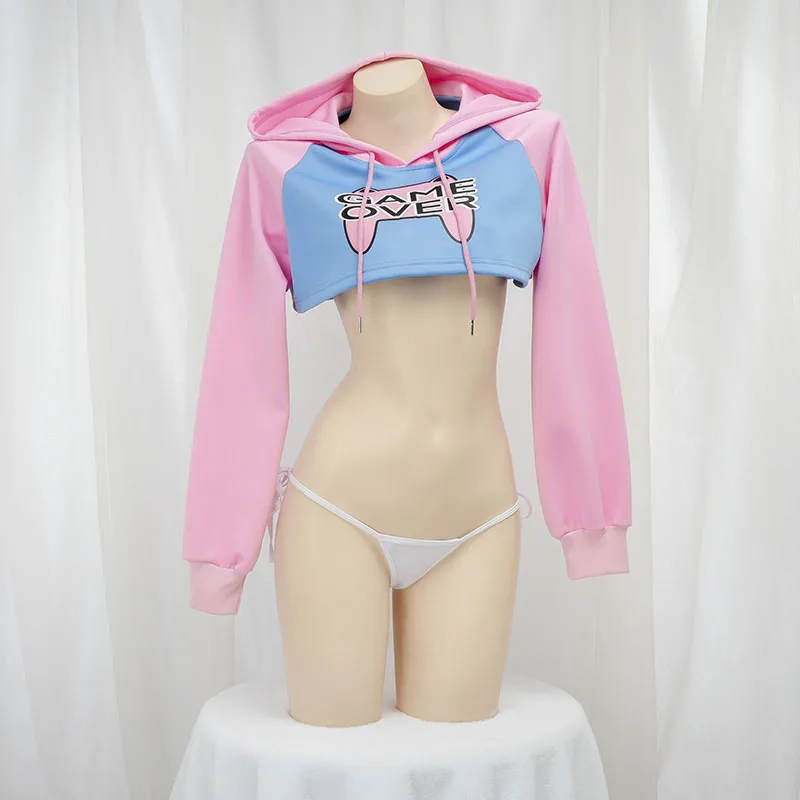 Crop Top Crochet - Cute Long Sleeve Crop Top Hoodie
