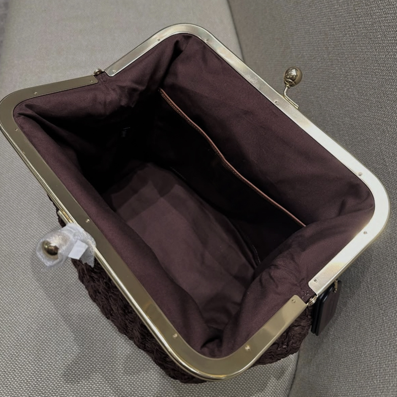 Hand-Woven Kisslock Frame Shou - Crochet Bag Raffia ulasan dan harga