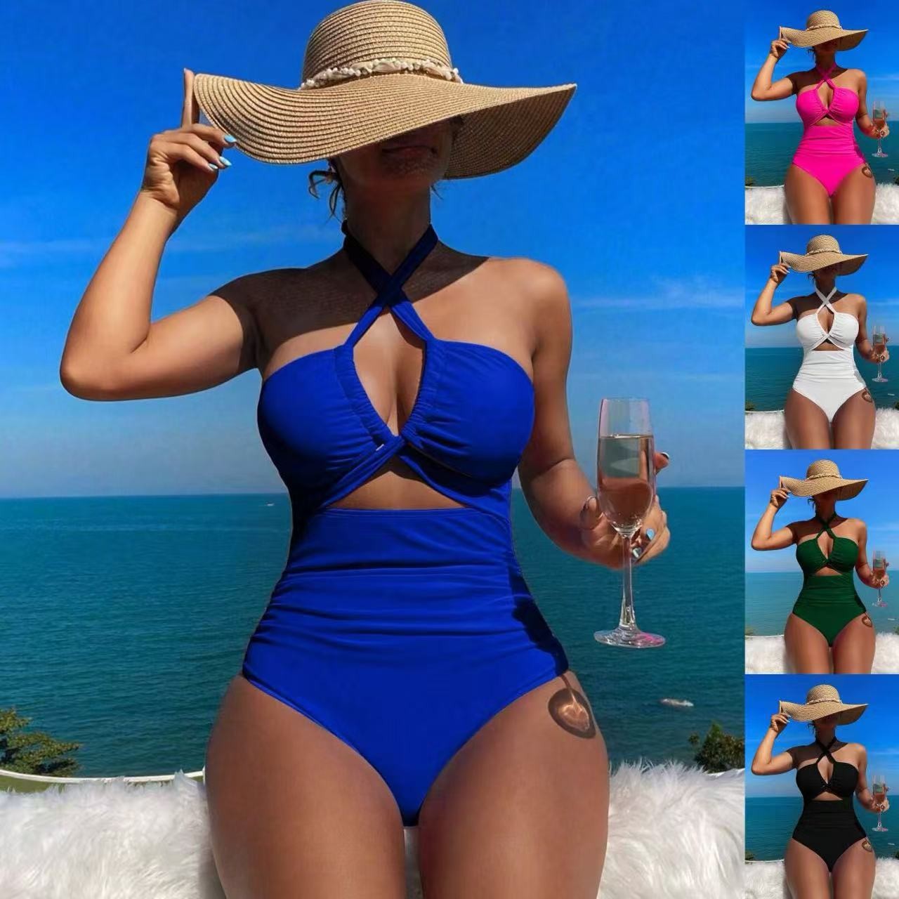Women Swimsuit Halter Neck Sol - Swimsuit Bikini Ruched ulasan dan harga