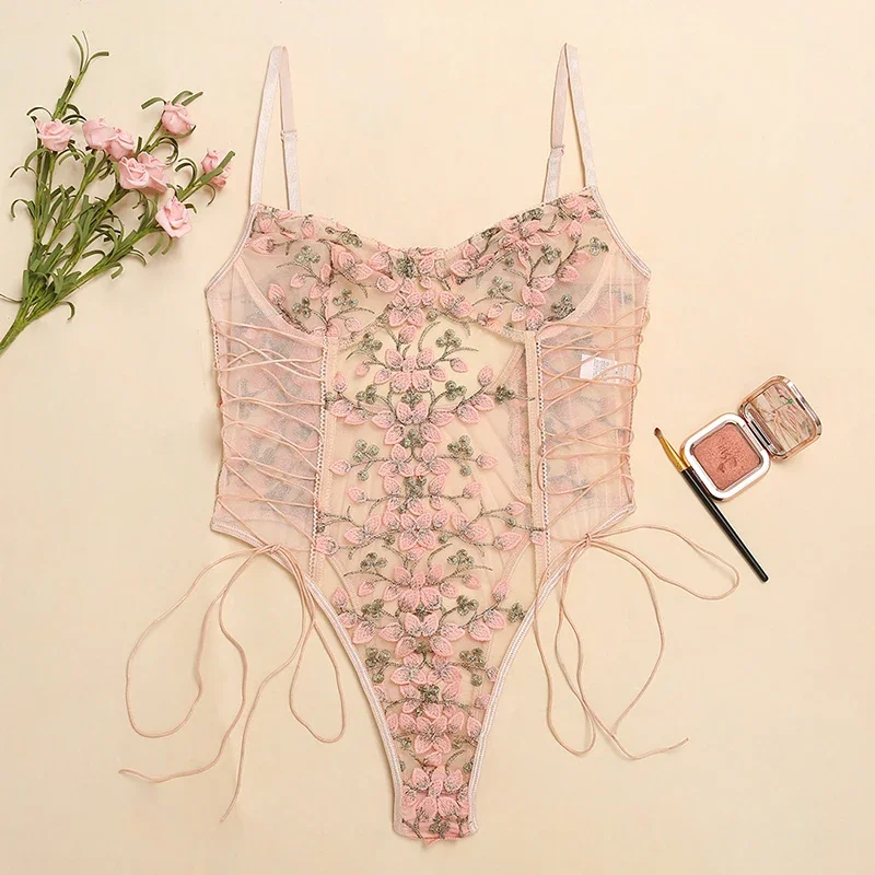 Women Sexy Lingerie Bodysuit F - Romper Floral Print ulasan dan harga
