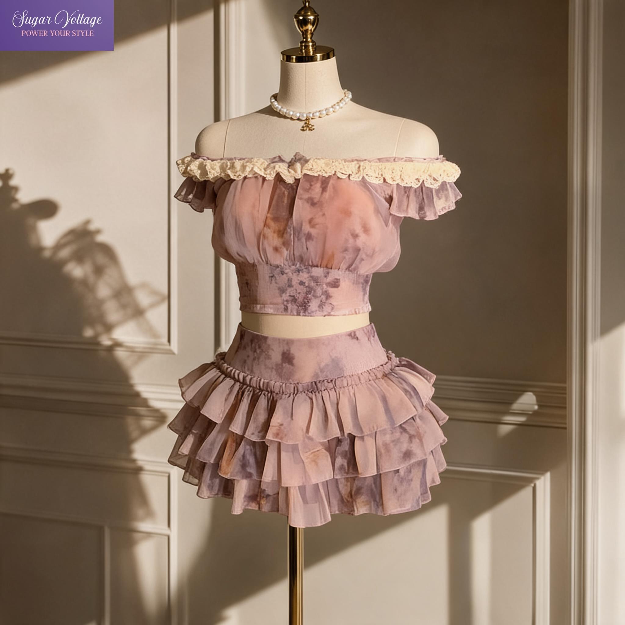 French Sweet Coquette Off Shou - Romper Floral Print ulasan dan harga