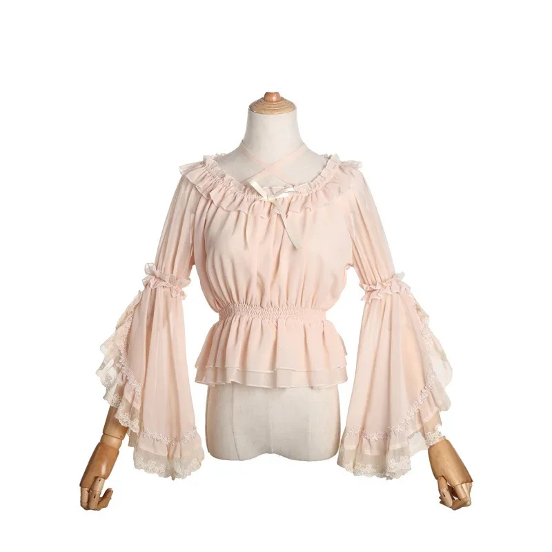 2026 Chiffon Lolita Lace Blous - Blouse Off Shoulder ulasan dan harga